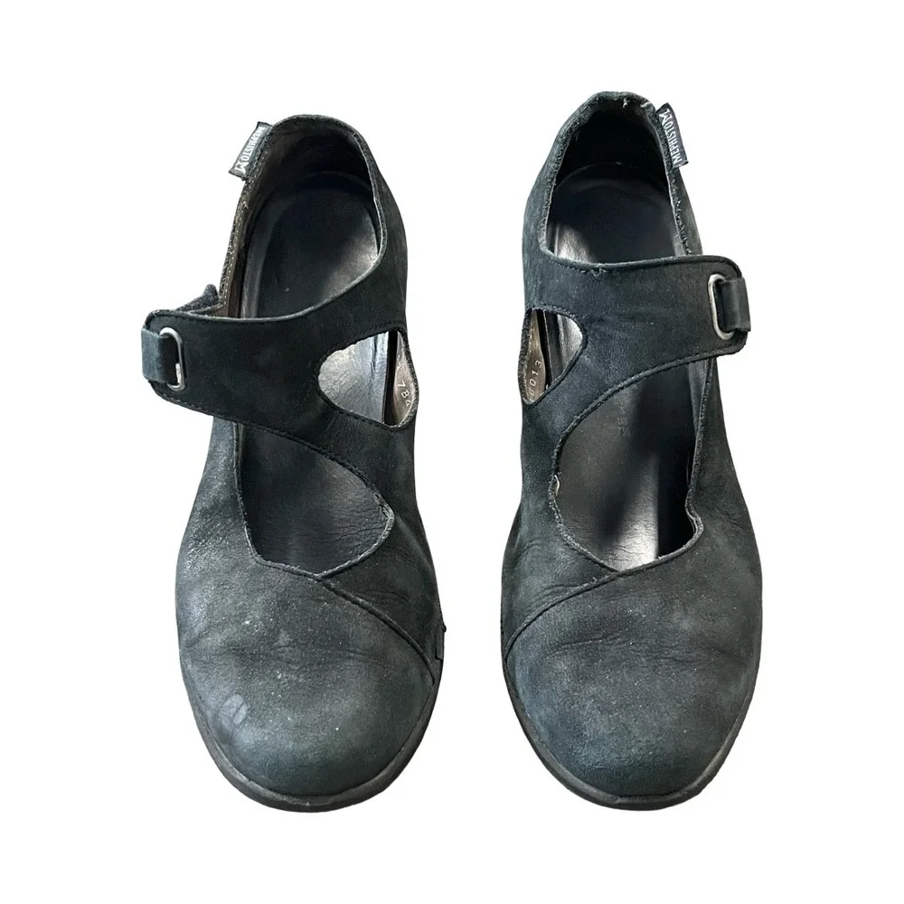Mephisto Womens Black Nubuck Leather Mary Jane Wedge Pumps US 7.5 EUR 5 14486013